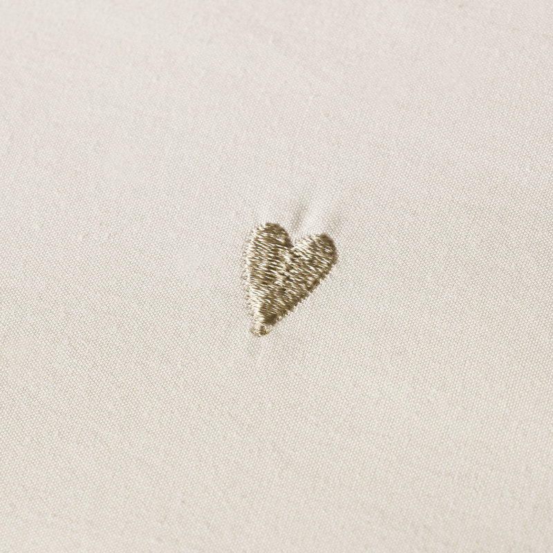 Love Hearts Embroidery Pale Natural 200 Thread Count Bedset, Super King Bed (260 x 220 cm)