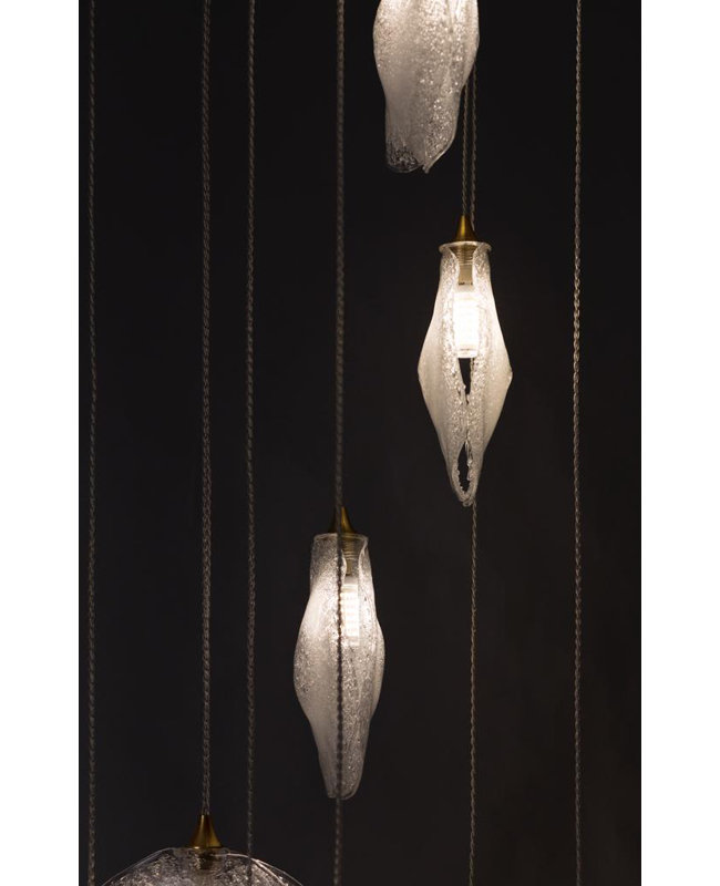 Crystal Glaze 21 - Light Cluster Pendant, Oil Rubbed Bronze, Frosted Clear, 96" H x 26" W x 26" D