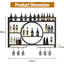 Support à vin mural en métal avec éclairage DEL, support à 3 niveaux en verre moderne et tablettes à verres à pied pour la cuisine, le bar et la salle à manger (noir, 120 cm / 47,2 po)
