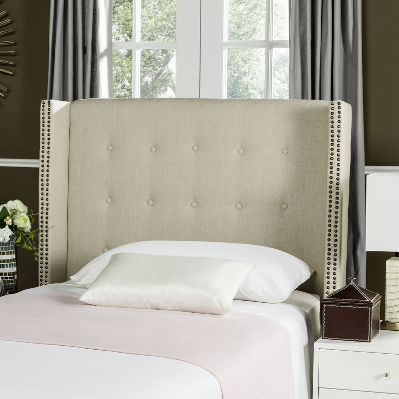 Burch Upholstered Headboard, Twin, Linen Hemp