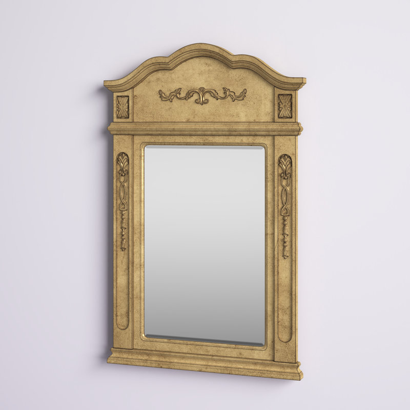 Hand-Painted Beveled Flat Wall Mirror , Tan, 36" x 24"
