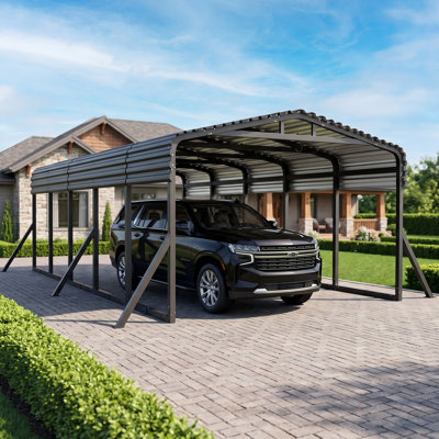 12' x 25' Heavy Duty Hardtop Metal Carport, All-Weather Galvanized Steel Roof Vehicle Shelter with 100 MPH Wind Rating