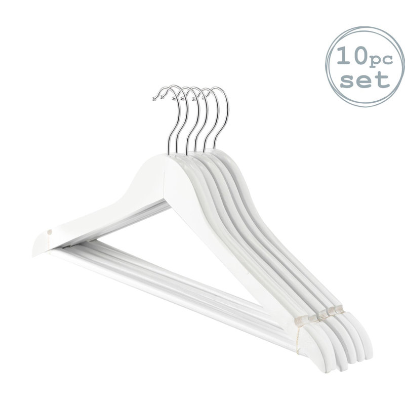 Harbour Housewares - Wooden Coat Hangers, White
