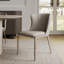 Ensemble de table de salle à manger ovale moderne gris de 86 po avec 6 chaises d'appoint en tissu beige