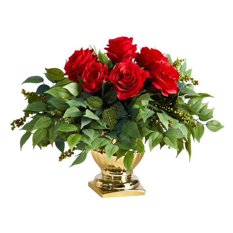 Arrangement floral de roses en pot