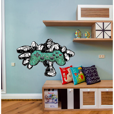 Adhésif mural gamer garçon art puzzel autocollants, décoration murale pour enfants, autocollant de vinyle joystick, autocollants de jeux ordinateur jeux autocollant - GD554