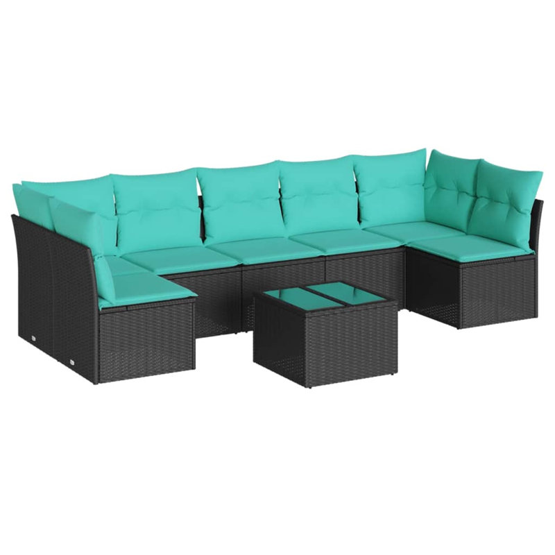 Ensemble de canapé de patio 8 pièces avec coussins, Sarcelle