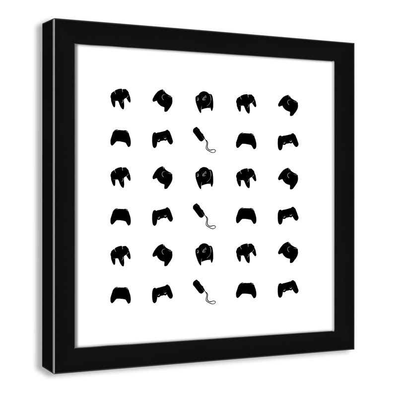 Imprimé papier à motif de joueur, H 18 po x l 18 po x P 0,63 po, Cadre noir