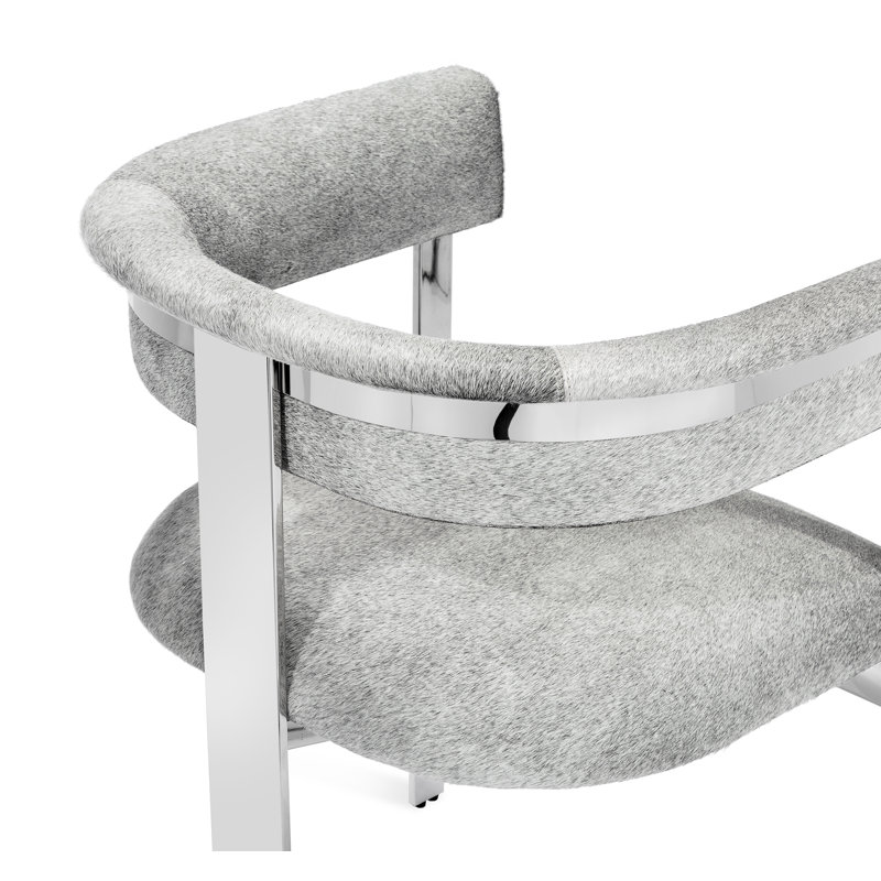 Darcy Upholstered Arm Chair, Antique Bronze, Genuine Leather Natural Gray