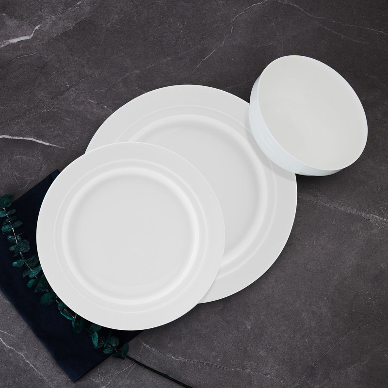 Bentlee 12-Piece Lightweight Chip-Resistant Bone China Dinnerware Set, Service for 4