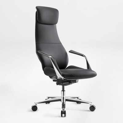 Genuine Leather Executive Office Chair With Adjustable Headrest