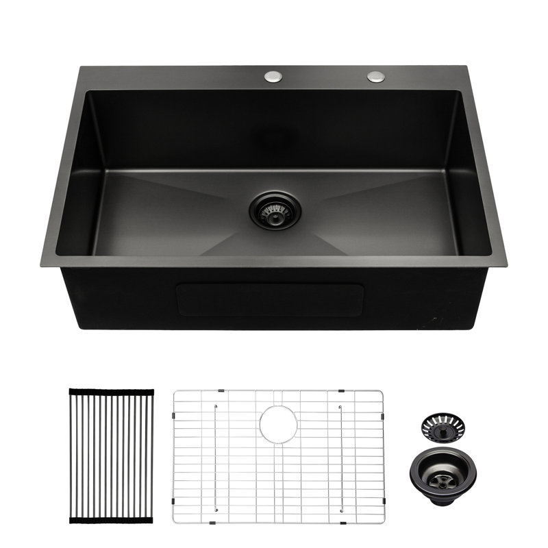 Évier de cuisine en acier inoxydable 33 x 22 x 10 po - qualité de fabrication, construction de lavabo spacieuse, intérieur facile à nettoyer