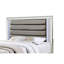 Cristo Bed, Grey Fabric Upholstery, Champagne Wood, Mirror Trim-93513350