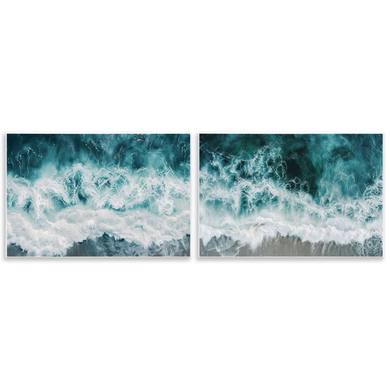 Ensemble de 2 plaques murales Hazy Water Waves, design par Lazar Studio, H 13 po x l 38 po