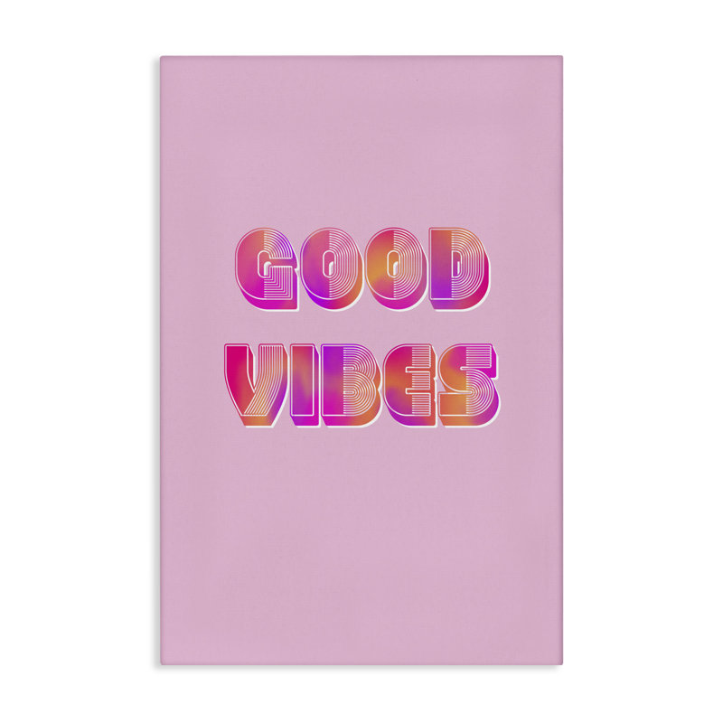 Toile rose et orange rétro Good Vibes, design par Pooja Dave, H 30 po x l 20 po