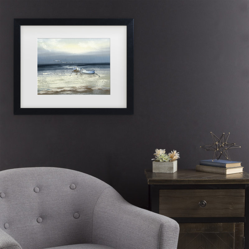 " Low Tide " by Rio, 11" H x 14" W x 0.5" D, Black Framed