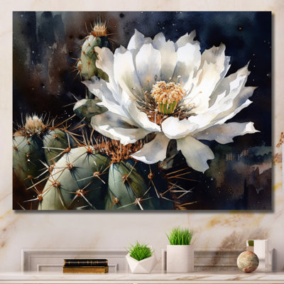 «Ryston White Green Cactus Flower IV», reproduction sur toile