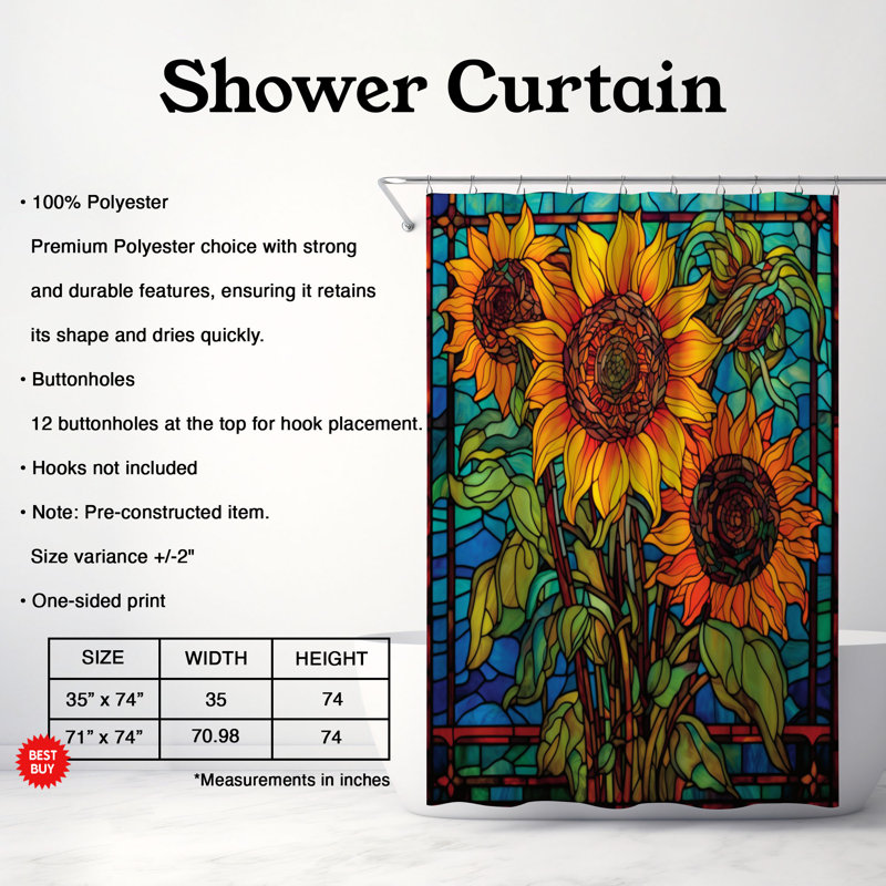 Rideau de douche mosaïque 1 pièce, H 74 po x l 71 po