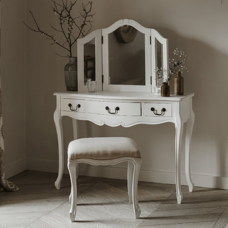 Lemaire Dressing Table with Mirror, Antique White