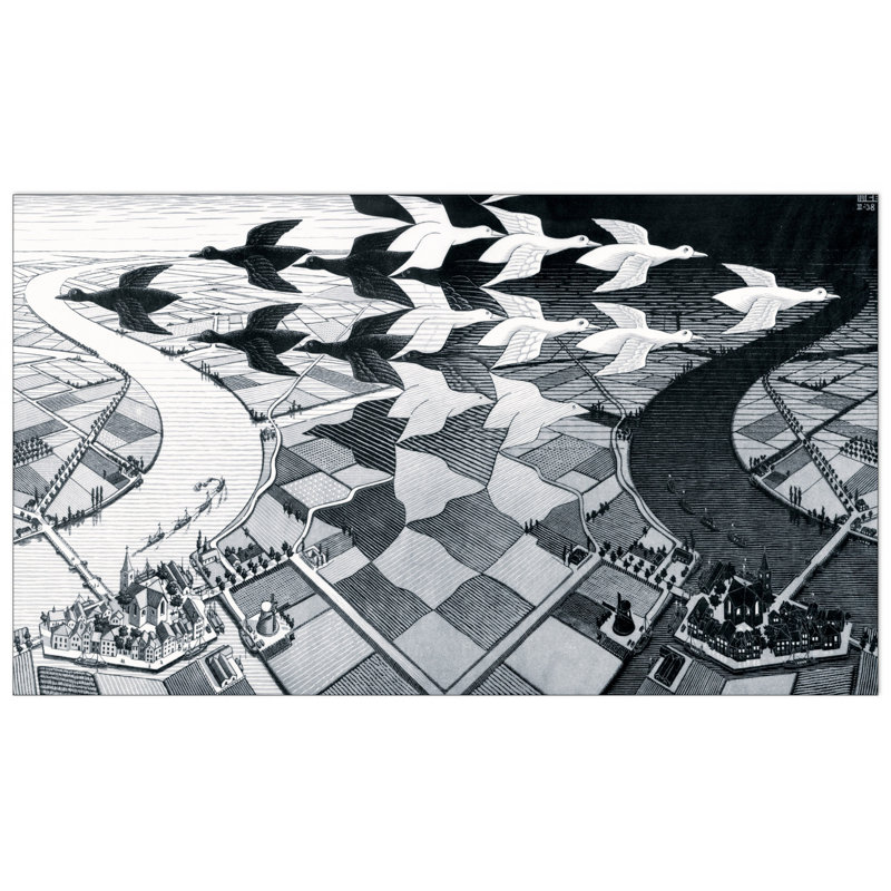 Day And Night by Escher - Single Picture Frame Print on MDF