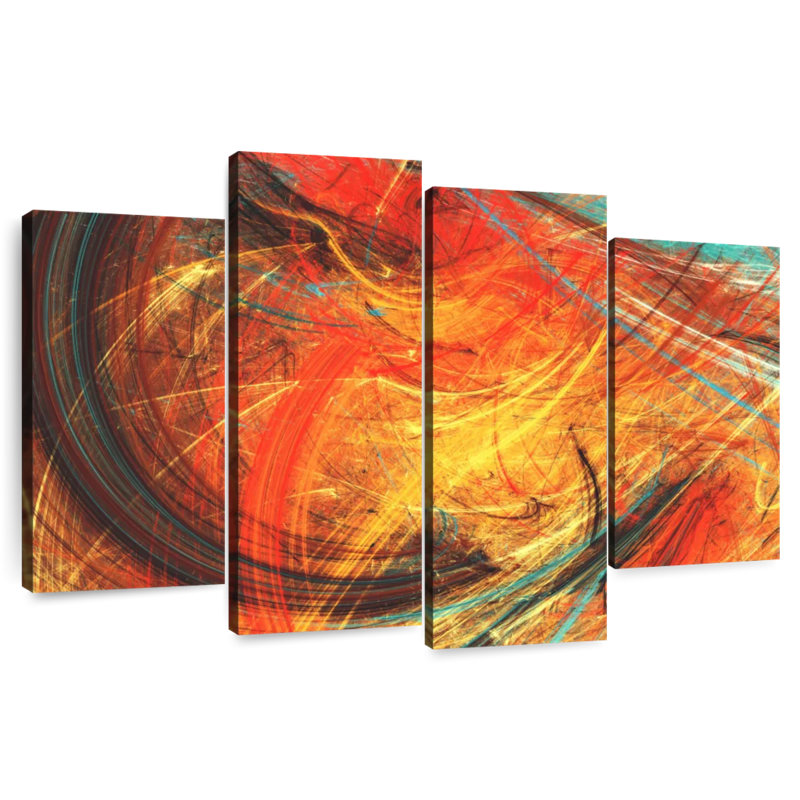 Huile de coucher de soleil abstraite Avery, H 22 po x l 36 po