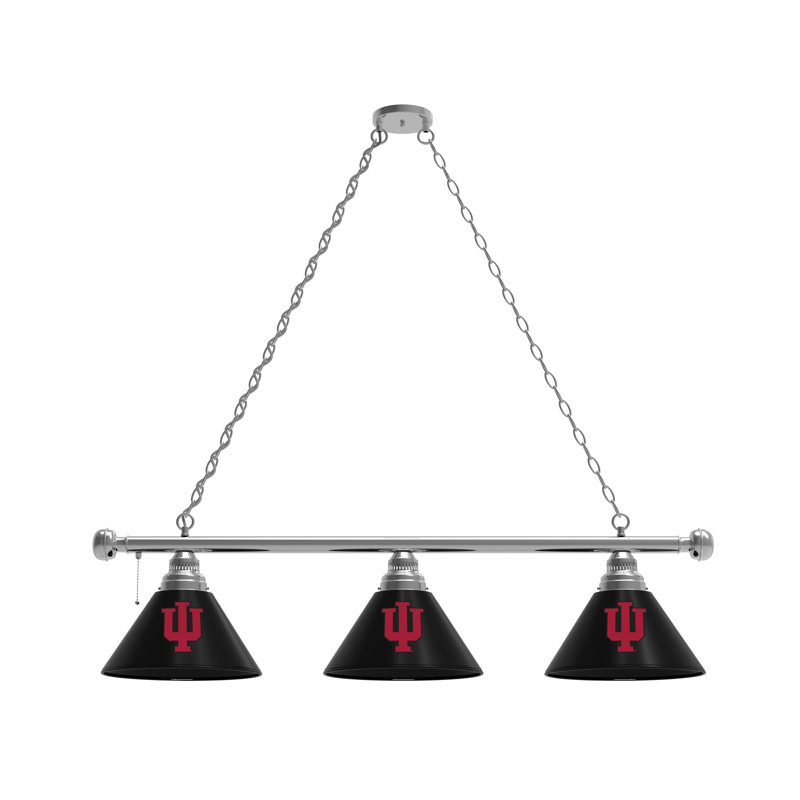 3 - Light Pool Table Lights Pendant, Chrome, Indiana Hoosiers