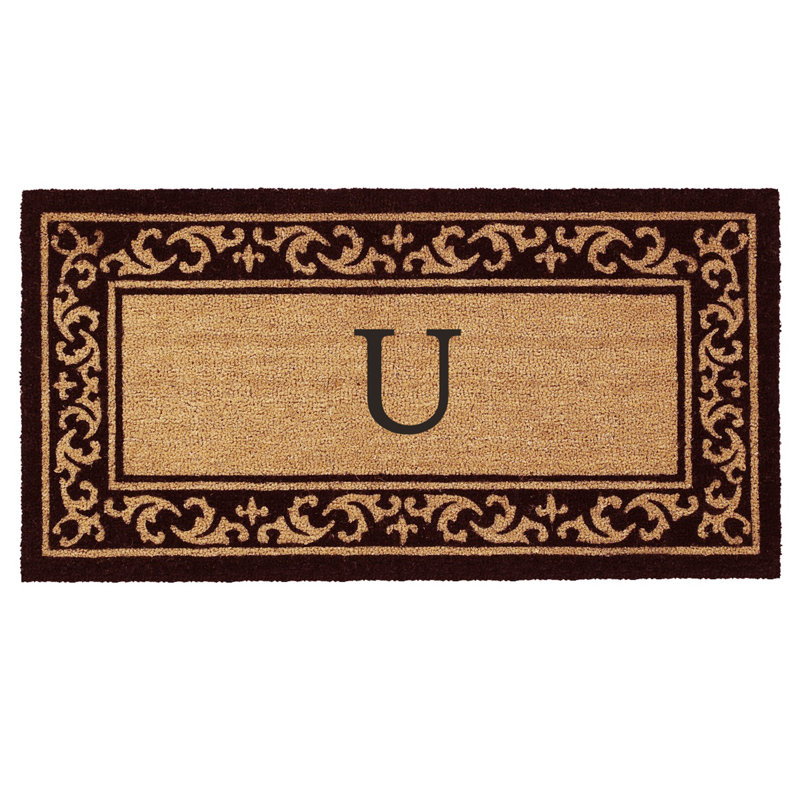 Zawacki Personalizable Non-Slip Doormat, U, Rectangle 2' x 4'