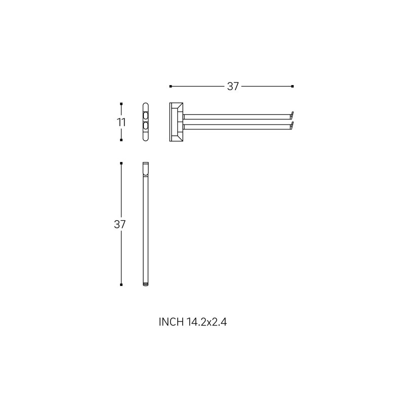 37 cm L Wall Mounted Towel Bar