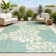 Zinnia Modern Floral Textured Weave Cream/Green Indoor/Outdoor Rug