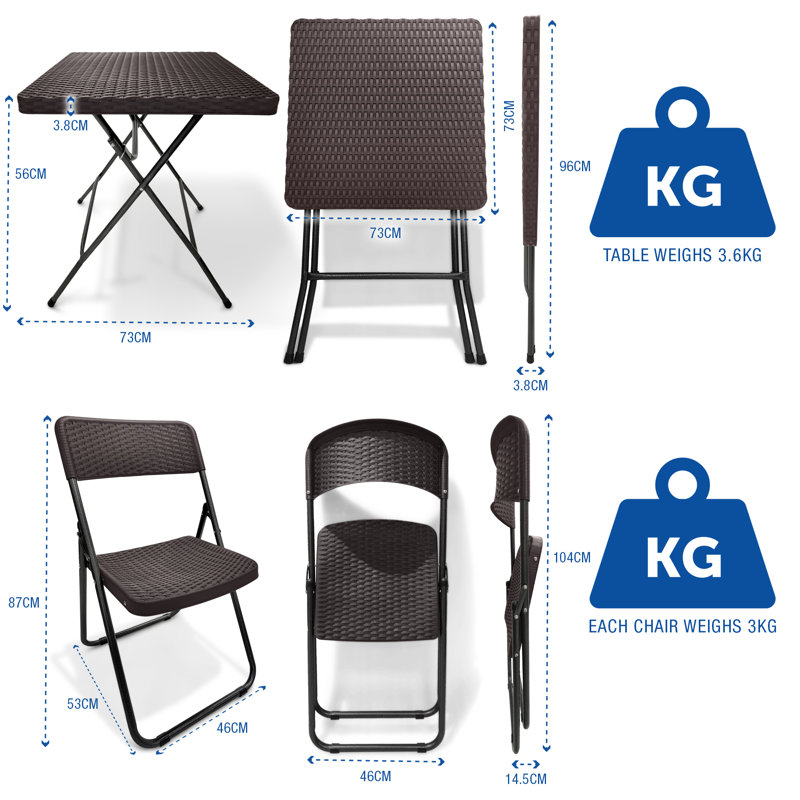 SUNMER Rattan 3-piece Bistro Set, Brown