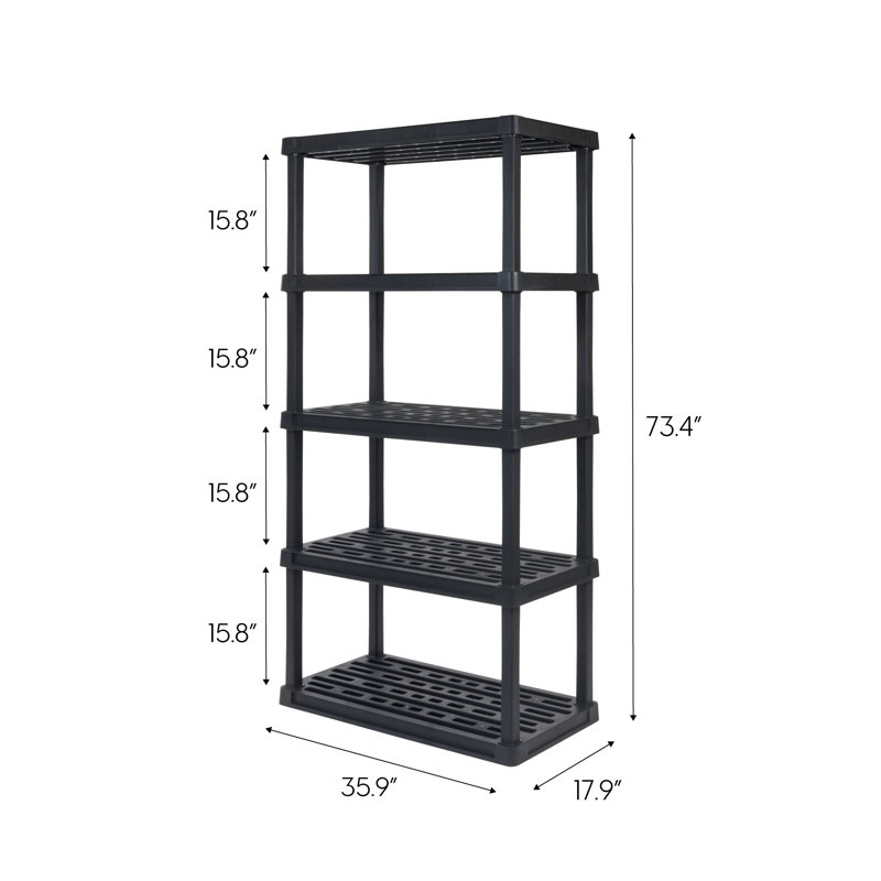 IRIS 5-Tier Medium Plastic Garage Storage Shelving Unit, Black (12 W x 64 H x 24 D), 74" H x 36" W x 18" D