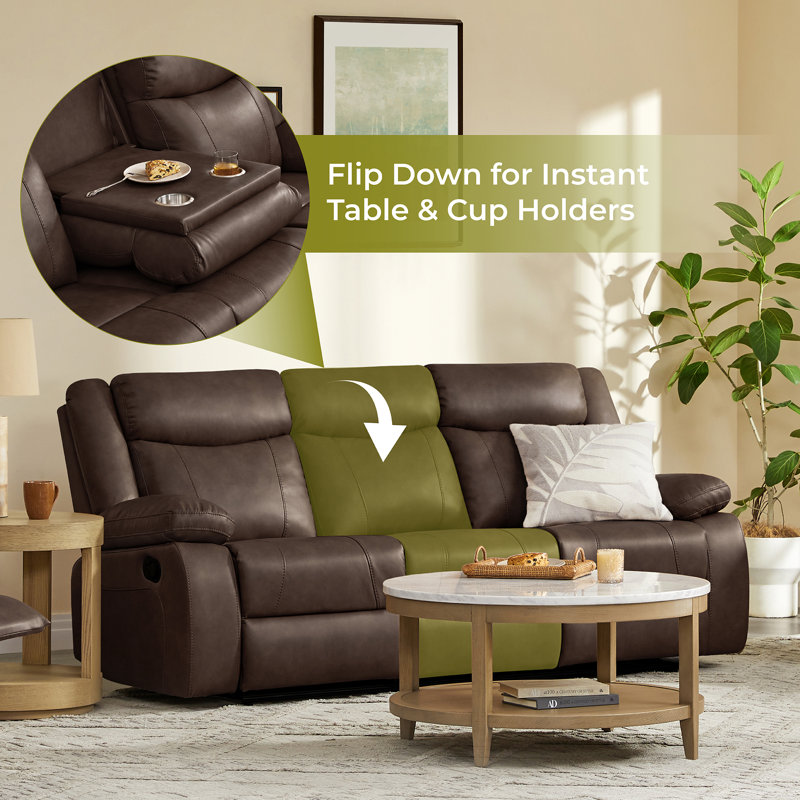 85.4'' Wide Manual  Reclining Sofa, Espresso