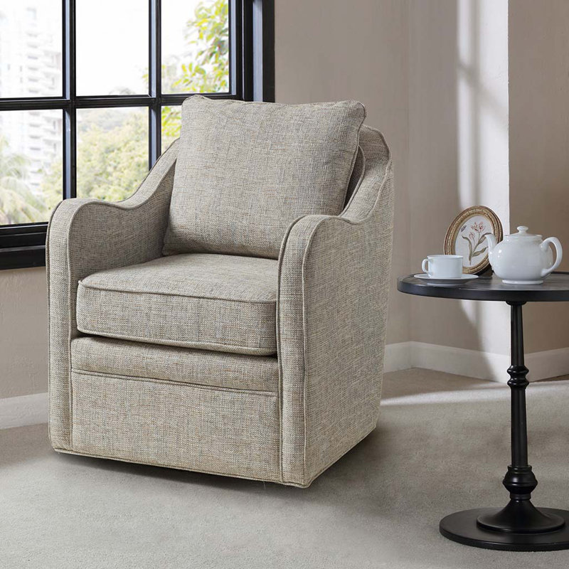 Chaise rembourrée en polyester avec base ronde, Gris