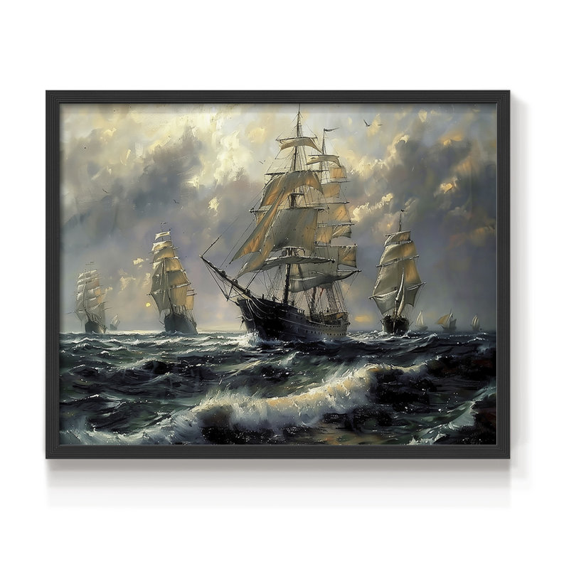 Nautical Series-CCXV -Framed Print - Restickable, 8" H x 10" W, Black