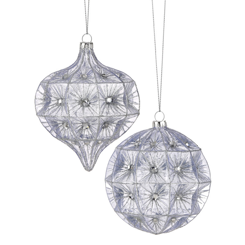 Ornement en forme de boule et bijou en verre 4-4,5 po