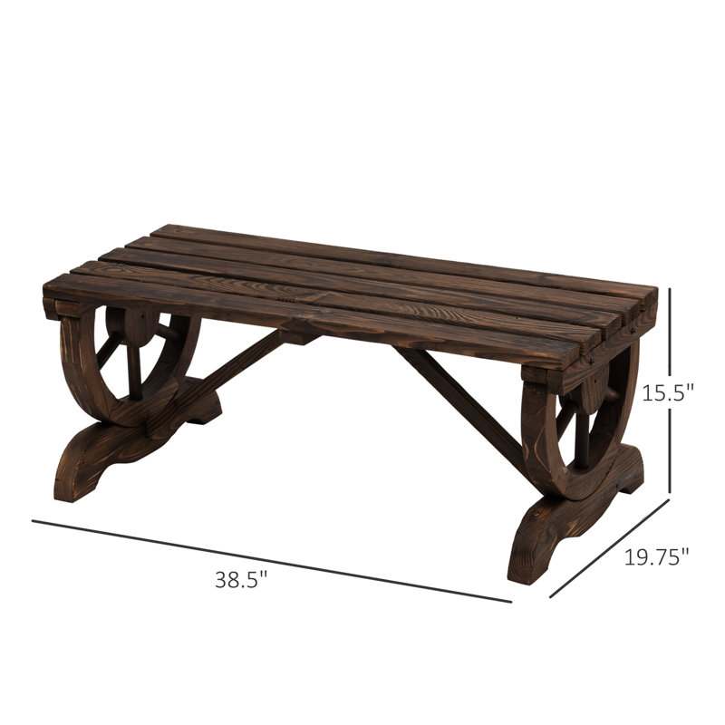 Outdoor Garden 2 Bench, Rustic Wooden Patio Seat, 550 Lbs Load Capacity, Brown Wagon Support, Legs