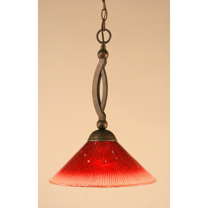 Luminaire suspendu suspendu, Nickel brossé, 19", Cristal framboise
