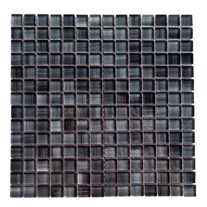 Handicraft 12 in. x 12 in. Stained Glass Straight Edge Square Mosaic Wall Pool & Floor Tile, Lagoon