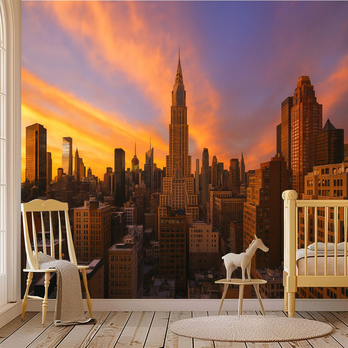 Latitude Run® Peel and Stick Wallpaper Wall Mural Sunset New York Wall ...