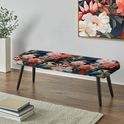 Cabello - Banc rembourré floral noir