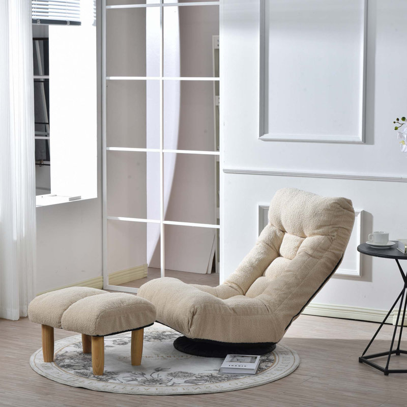 Single Sofa Reclining Chair, White Cotton