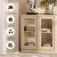 Buffet en bois de 240 cm de large avec portes vitrées et étagères réglables, meuble de rangement de 183 cm de haut pour salle à manger et cuisine-1303297519