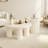Modern Coffee Table Set Of 2, Round Coffee Table With Cylindrical Leg Design And 1 End Table
