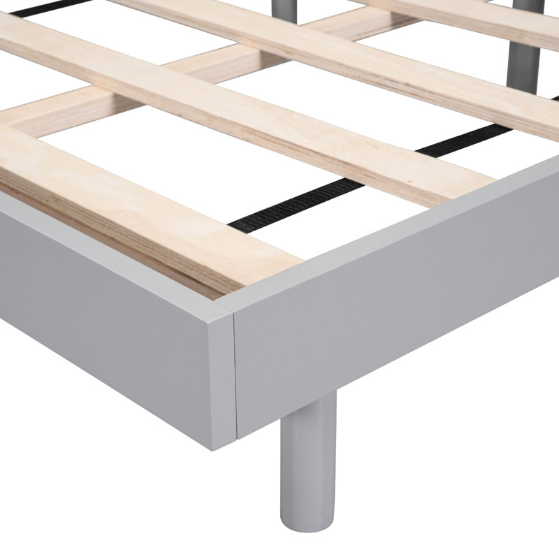Structure de lit moderne avec plateforme flottante en gris - Élégante et robuste