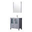 Gris foncé foncé 30 po Meuble-lavabo avec comptoir en céramique blanc, robinet à un trou et miroir mural de 28 po avec une surface de 18,25 po-1841837275