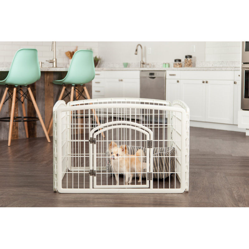 White 24'' Plastic Pet Playpen with Door for Indoor/Outdoor Use