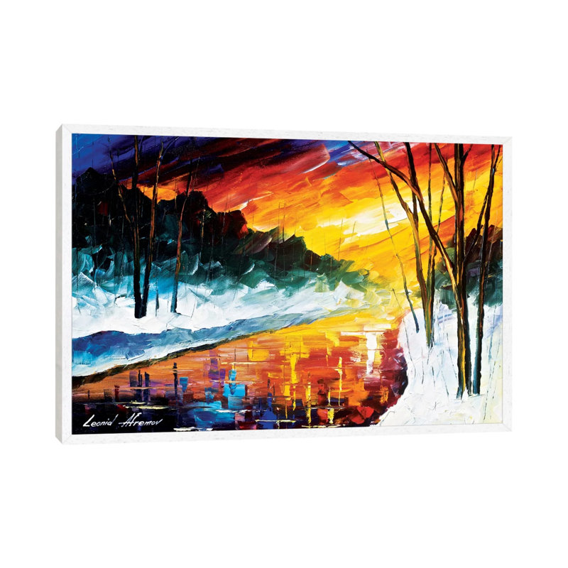Winter Emotion by Leonid Afremov - Painting on Canvas, White Framed Canvas, 66.04 cm H x 45.72 cm W