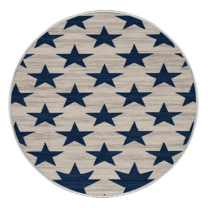  Tapis nautique lavable avec étoiles, Rond 6 pi