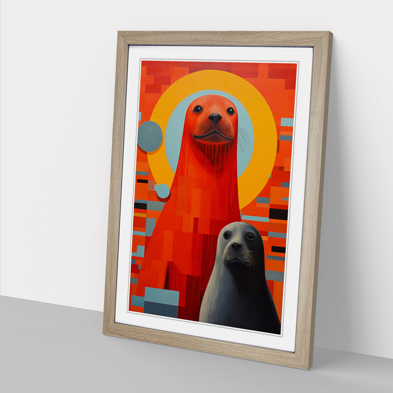 Seal Constructivism - Single Picture Frame Print on Wood, 46cm H x 34cm W x 2cm D, Oak