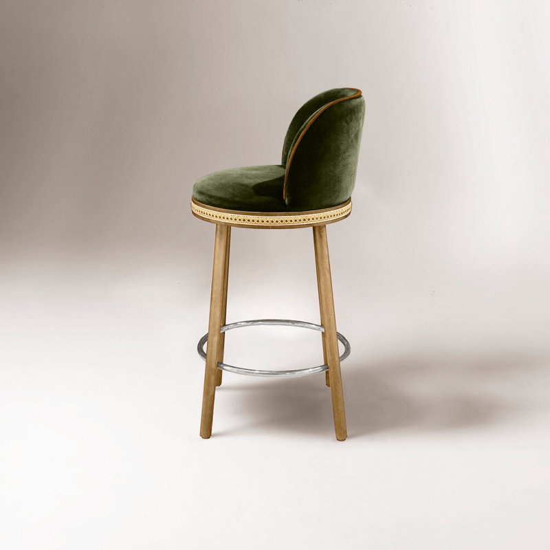 Tabouret de bar et de comptoir Alma, Kiwi, Nickel satiné, Tabouret de bar (siège d'une hauteur de 30 po)